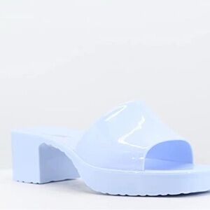 NWT BAMBOO Jelly Chunky Block Heel Sandals Spice-01 Blue Size: 8